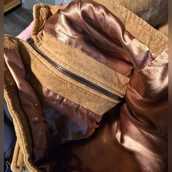 Vintage 90s Y2K Tan Suede Leather Zip-up Vest Faded Glory Women's M - Picture 5 of 8